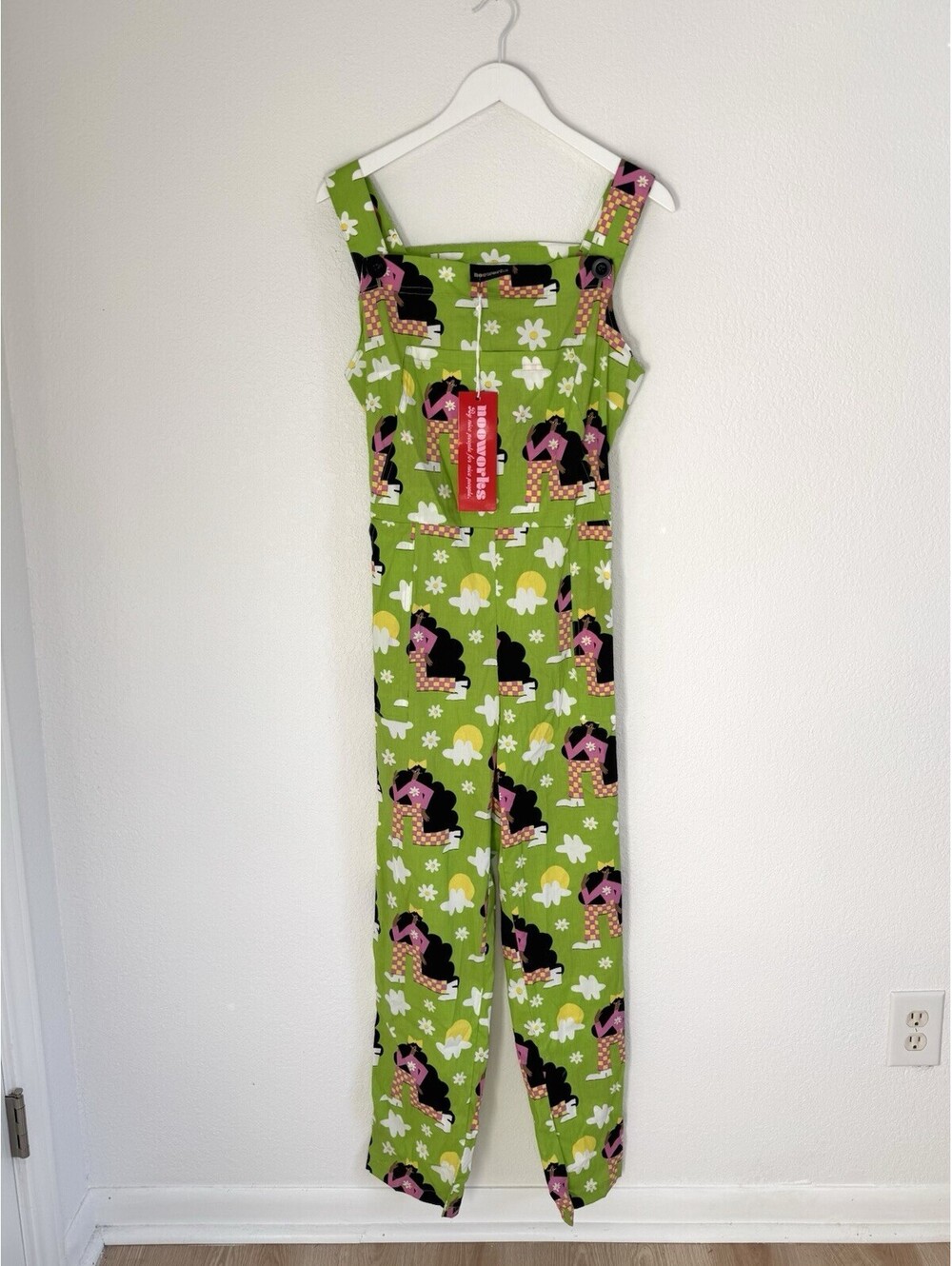 Nooworks Jumpsuit Lg Sleeveless Pockets Artsy Eclectic Unique Wacky Made in USA
